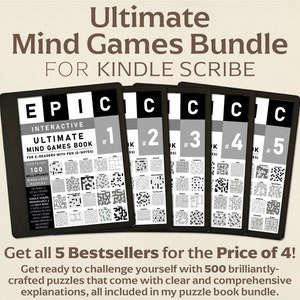 Ultimate Mind Games Bundle for Kindle Scribe | 500 Logic Puzzles | Interactive Puzzles in PDF format | Perfect for Remarkable 2 | Hyperlinks