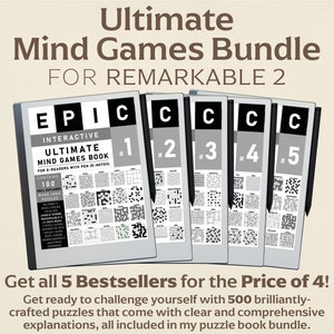 Paquete definitivo de juegos mentales para notables 2 / 500 acertijos de lógica / acertijos interactivos en formato PDF / Perfecto para Kindle Scribe / Hipervínculos