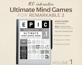 100 jeux de réflexion ultimes pour Remarkable 2 | Tome 1 | Puzzles interactifs | Parfait pour le Kindle Scribe | Avec des liens hypertexte