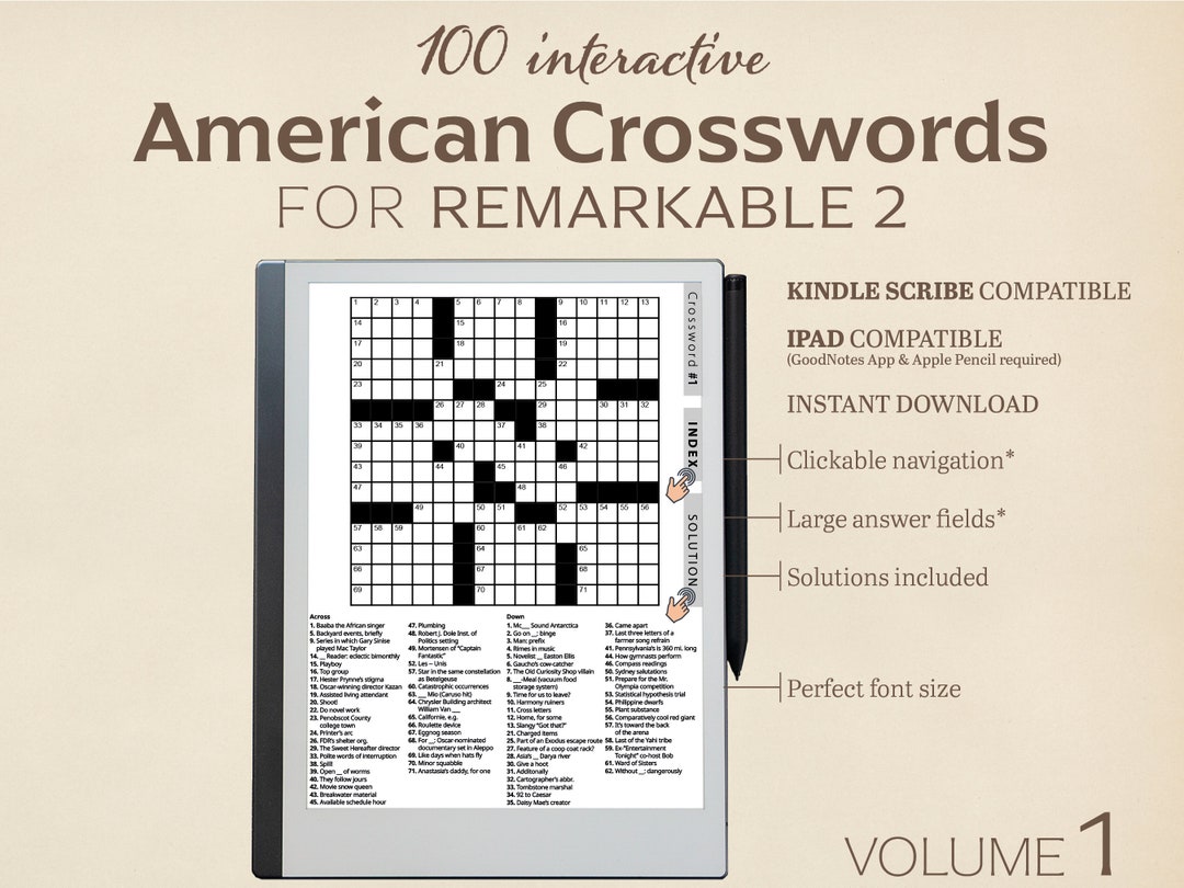 100 American Crosswords for Remarkable 2 Volume 1 Etsy