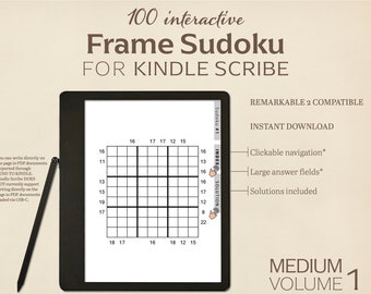 100 grilles de Sudoku pour Kindle Scribe | Moyen | Tome 1 | Casse-tête interactif | Parfait pour Remarquable 2 | Avec des hyperliens