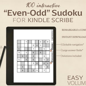 100  Even-Odd Sudoku Puzzles for Kindle Scribe | Easy | Volume 1 | Interactive Puzzle | Perfect for Remarkable 2 | With Hyperlinks