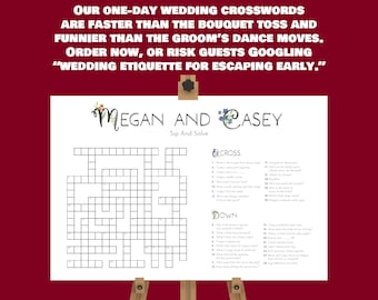 Crucigrama de boda personalizado: Juego minimalista de resolver y beber (descarga digital)