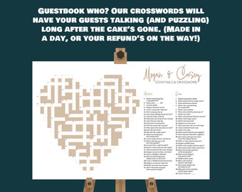 Crucigrama de boda personalizado: Juego gigante de sorbos y soluciones (descarga digital)