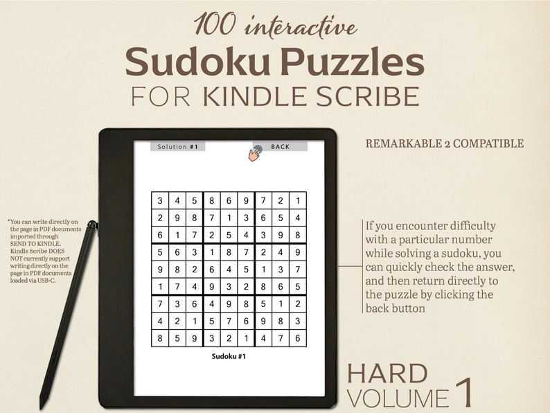 Interactive Hard Sudoku Puzzles for Kindle Scribe & Remarkable 2 (PDF ...