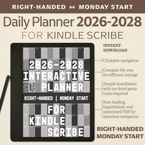 2026-2028 Kindle Scribe Planner: Interactive EU Daily (Digital Download)