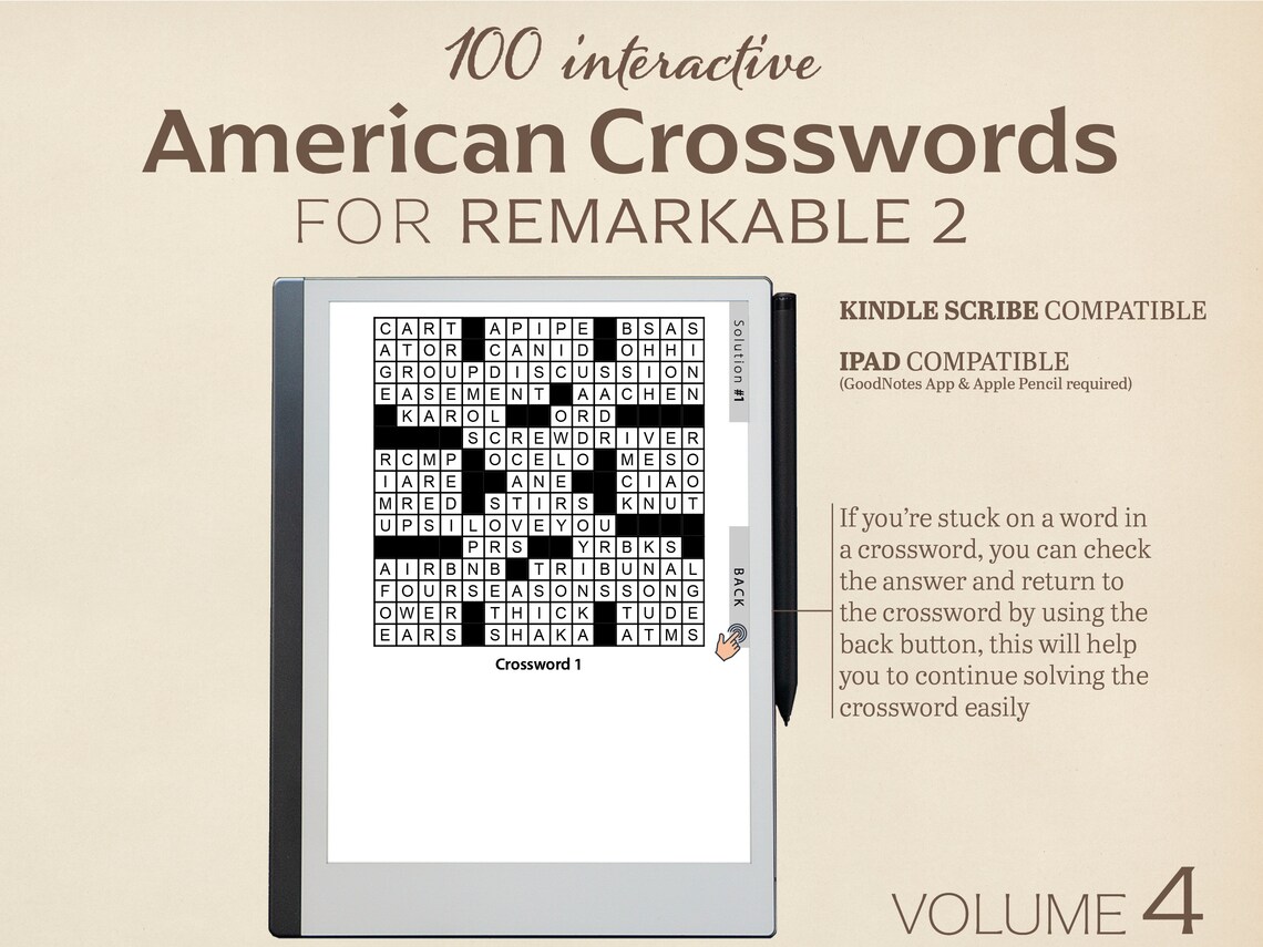 100 American Crosswords for Remarkable 2: Interactive Puzzle (PDF ...