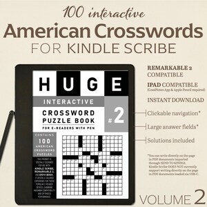 100 American Crosswords for Kindle Scribe  | Volume 2 | Interactive Puzzle | Tailored to Remarkable 2 and Ipad | Hyperlinked