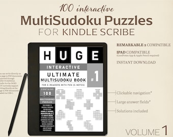 100 MultiSudoku-puzzels voor Kindle Scribe en Remarkable 2 (interactieve pdf)