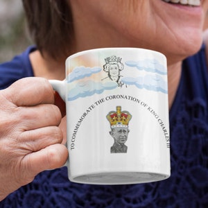 To commemorate the coronation of King Charles III- King Charles being crowned coronation mug, royal monarch mug, Queen Elizabeth tea mug,