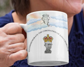 To commemorate the coronation of King Charles III- King Charles being crowned coronation mug, royal monarch mug, Queen Elizabeth tea mug,