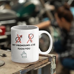My pronouns are Fuck/You- Non Binary mug, They/Them, LGBTQ mug,