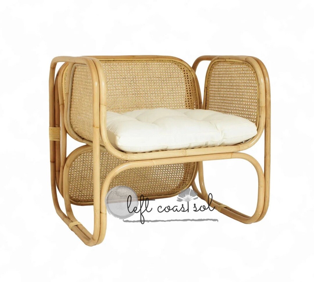 New Modern Cane Square Profile Rattan Side Chair in Etsy