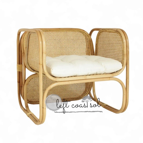 New Modern Cane | Square Profile | Rattan Side Chair | In Stock