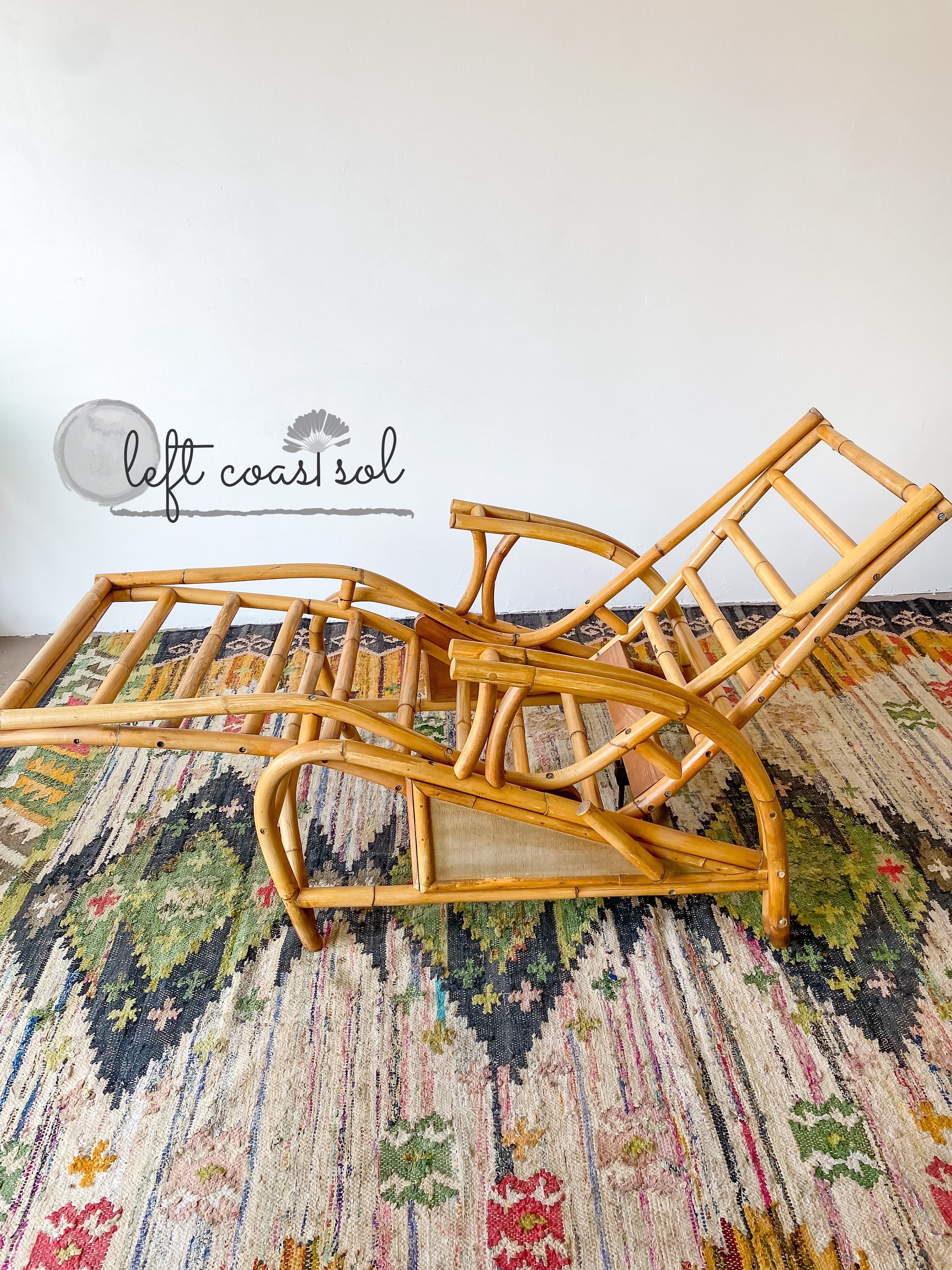 Vintage Bamboo Chaise Lounger Bamboo In Stock