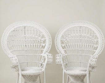 Vintage Painted Emmanuel Peacock Chair | Rattan | In Stock