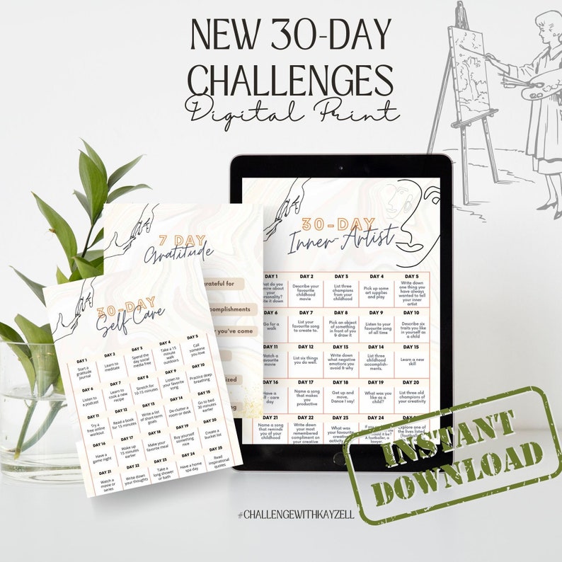 30-day Challenge PRINTABLE INSTANT DOWNLOAD | 30 Day Inner Artist ...