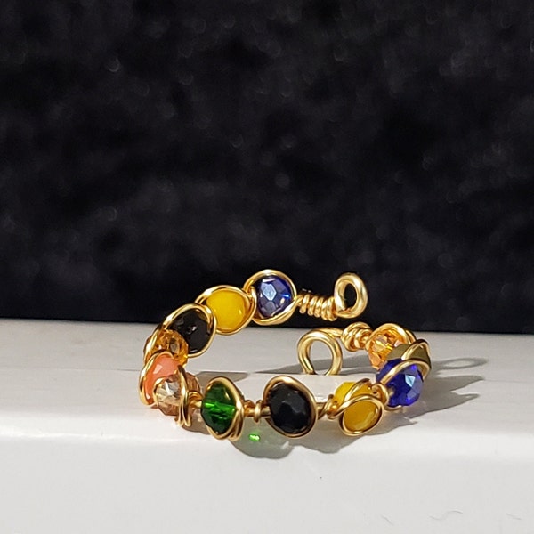 Rainbow Stones Artisan Ring