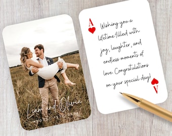 Personalisierte Hochzeitsgästebuch Alternative, personalisierte Hochzeitsgästebuch Spielkarten mit Foto, Einzigartiges Hochzeits-Verlobungs-Andenken Geschenk