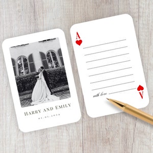 Alternative personnalisée au livre d'or de mariage, livre d'or de mariage personnalisé, cartes à jouer avec photo, cadeau souvenir de fiançailles de mariage unique