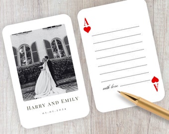 Personalisierte Hochzeitsgästebuch Alternative, personalisierte Hochzeitsgästebuch Spielkarten mit Foto, Einzigartiges Hochzeits-Verlobungs-Andenken Geschenk
