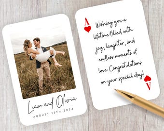 Personalisierte Hochzeitsgästebuch Alternative, personalisierte Hochzeitsgästebuch Spielkarten mit Foto, Einzigartiges Hochzeits-Verlobungs-Andenken Geschenk