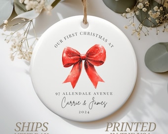Personalized New Home Ornament, First Christmas in New House Keepsake, Custom Couple Gift, Housewarming Christmas Tree Decoration 2024