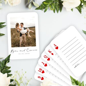 Alternatief bruiloftsgastenboek, gepersonaliseerde speelkaarten als aangepast bruiloftsgastenboek, blanco speelkaarten, aangepaste fotospeelkaarten