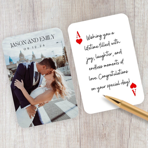 Alternativa al libro de visitas de bodas, naipes personalizados como libro de visitas de bodas personalizado, naipes en blanco, naipes con fotografías personalizadas