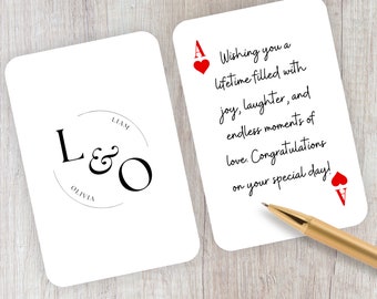 Hochzeitsgästebuch Alternative, personalisierte Spielkarten als benutzerdefinierte Hochzeitsgästebuch, echte Spielkarten, benutzerdefinierte MONOGRAMM Spielkarten