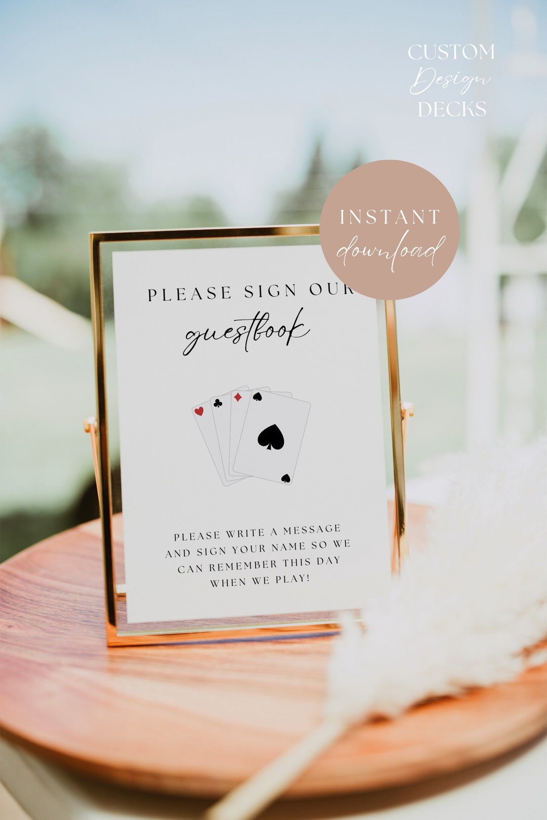 Playing Card Guest Book Sign Instant Download Playing Cards as Custom