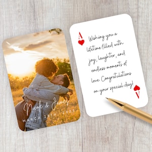 Alternatief bruiloftsgastenboek, gepersonaliseerde speelkaarten als aangepast bruiloftsgastenboek, blanco speelkaarten, aangepaste fotospeelkaarten