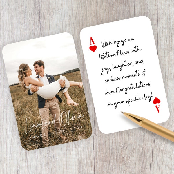 Alternative au livre d'or de mariage, Cartes à jouer personnalisées comme livre d'or de mariage personnalisé, Cartes à jouer vierges, Cartes à jouer avec photo personnalisées