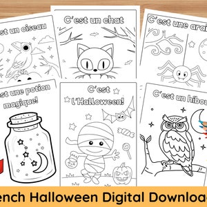 French Halloween Colouring Pack for Children and Adults - Creepy, Spooky & Kid Friendly Halloween - includes a link to French Audio Files!