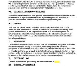 Formulario de testamento rellenable (incluye sección para notario) / Descarga instantánea editable e imprimible / Plantilla de testamento legal
