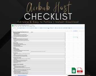 Lista de verificación para nuevos anuncios de Airbnb y lista de verificación de limpieza y factura GRATIS (Impresión en PDF de Excel 2 en 1) / Lista de verificación de limpieza de Airbnb GRATIS editable