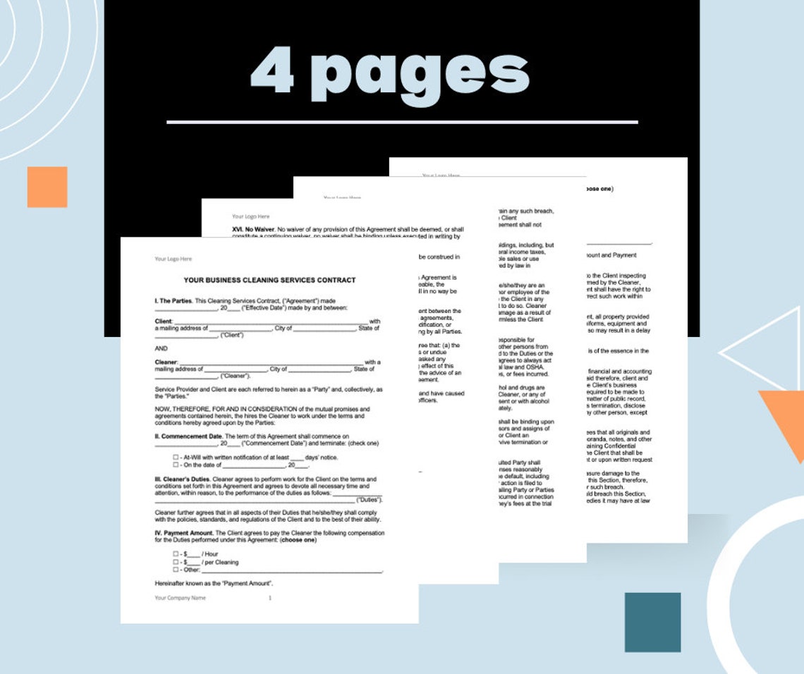 Commercial Cleaning Services Contract Editable Attorneywritten Instant