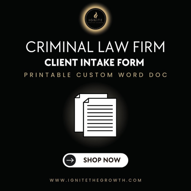 Criminal Law Firm Client Intake Form | Client Intake Form for Criminal ...