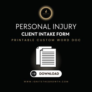 Personal Injury Client Intake Template & Checklist Law Firm Client Intake Form Template image 2