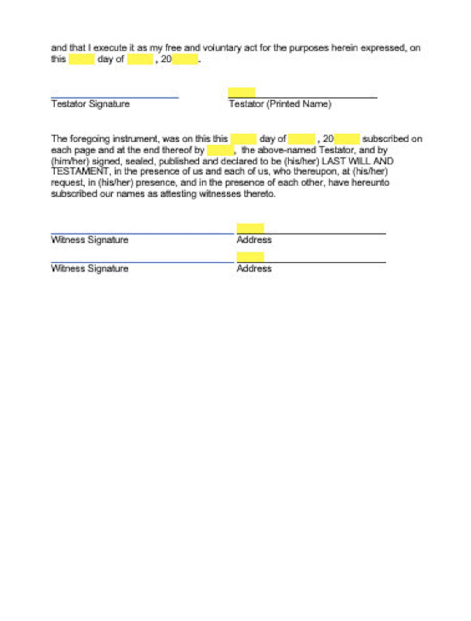 Last Will and Testament Fillable Form | Including Notary Section | Editable Instant Download ...