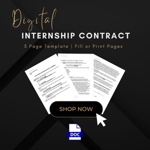 Internship Agreement Template | Student Intern | Standard Internship Agreement | Employment | Employment Contract