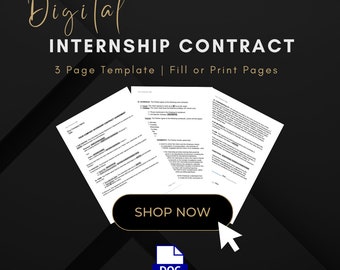 Internship Agreement Template | Student Intern | Standard Internship Agreement | Employment | Employment Contract