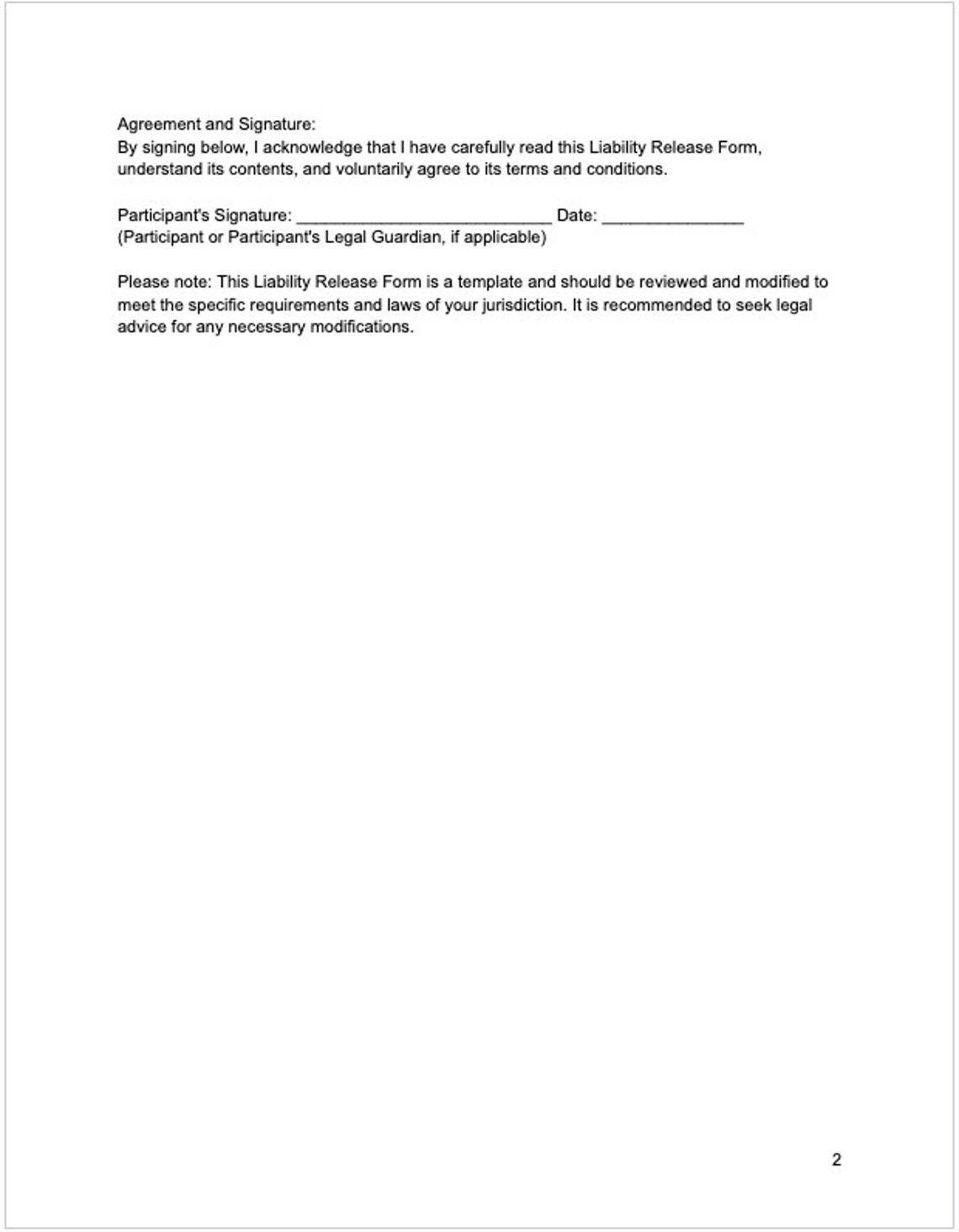 Liability Release Form | Editable Liability Waiver Form | Consent Form ...