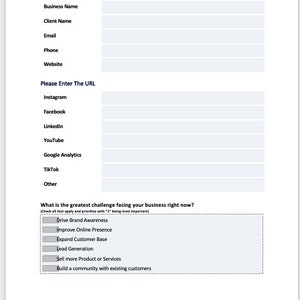 FILLABLE Marketing Client Intake Form | New Client Form , Small ...