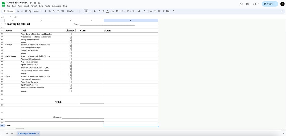 Cleaning Checklist and Invoice Excel & PDF Printout 2-in 1 | Airbnb ...