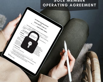 Plantilla de contrato operativo de LLC de un solo miembro / Descarga instantánea / Plantilla de contrato operativo personalizable y editable / Contrato de LLC