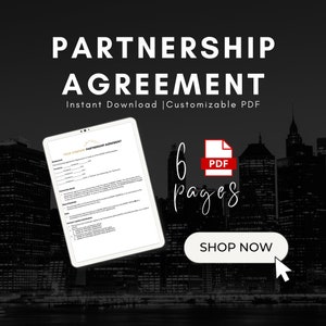 Partnership Agreement  | Partnership Agreement Legal Template | Legal Agreement | Business Agreement Document | Editable
