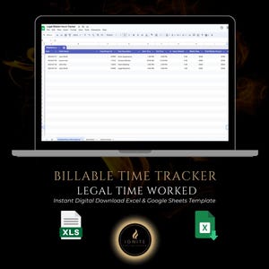 Billable Time Tracker | Legal Billable Hours Tracker Excel/Google Sheets Template | Legal Time Worked Tracker | Streamline Your Law Firm