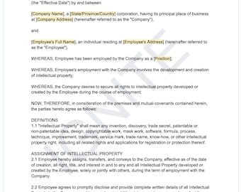 Contrato de cesión de propiedad intelectual / Contrato de propiedad intelectual / Sección notarial / Contrato de 3 páginas rellenable / Contrato comercial