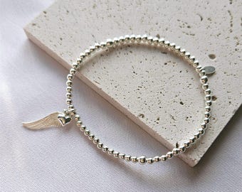 Angel wing and heart bracelet